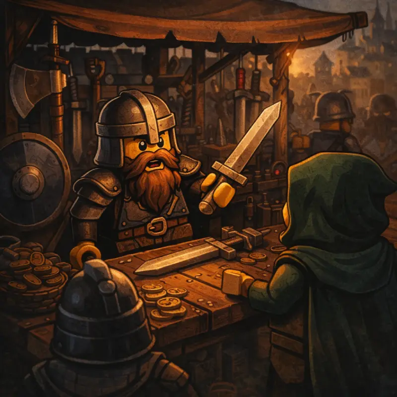 BrickQuest Marktplatz Waffenhändler